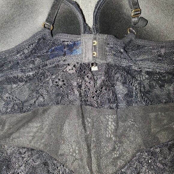 RACHEL Rachel Roy Black Lace Woman's Molded cup teddy Bodysuit Size S - Picture 8 of 11